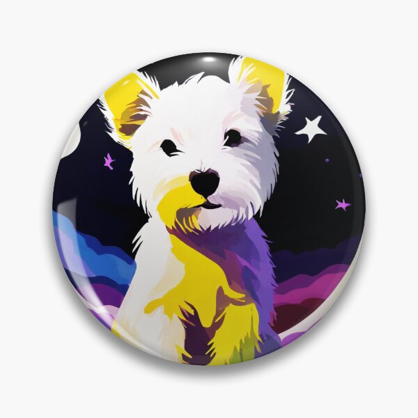 Item preview, Westie terrier puppy in front of the moon designed and sold by fotofeast.