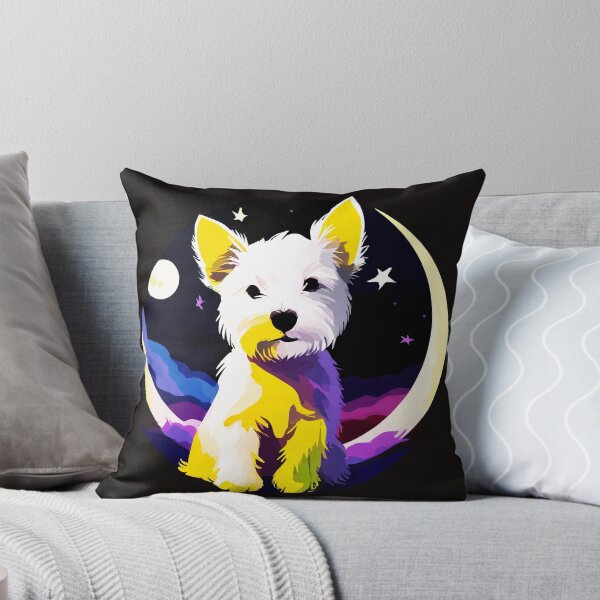 Item preview, Westie terrier puppy in front of the moon designed and sold by fotofeast.