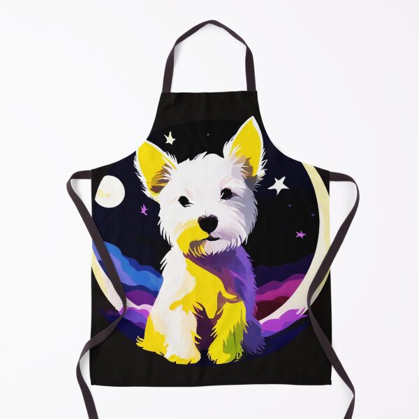 Item preview, Westie terrier puppy in front of the moon designed and sold by fotofeast.