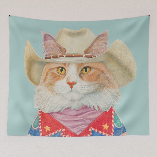 Item preview, Long Hair Ginger Cowboy Cat designed and sold by AnimalCrew.