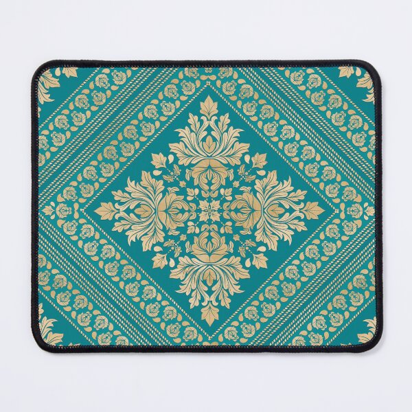 Item preview, Vintage Damask Pattern - Teal and gold designed and sold by k9printart.