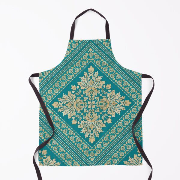 Item preview, Vintage Damask Pattern - Teal and gold designed and sold by k9printart.