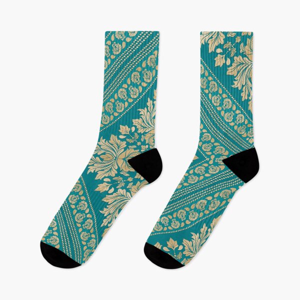 Item preview, Vintage Damask Pattern - Teal and gold designed and sold by k9printart.