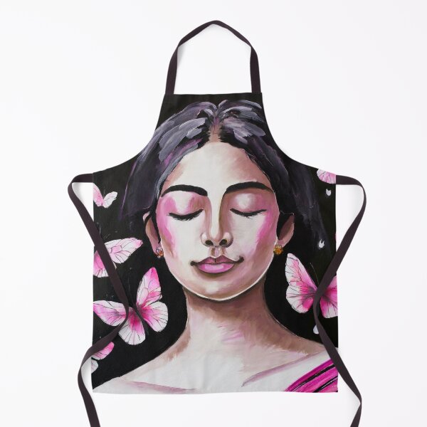Item preview, Painting illustration of woman with eyes closed and pink butterflies designed and sold by fotofeast.