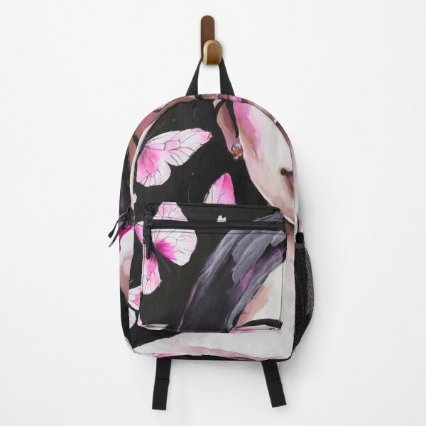 Item preview, Painting illustration of woman with eyes closed and pink butterflies designed and sold by fotofeast.