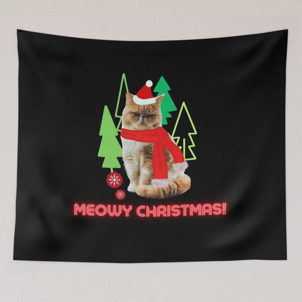 Item preview, Meowy Chirstmas, Chirstmas Cat, cat wearing a scarf  vintage classic T-shirt designed and sold by shuttersnook.