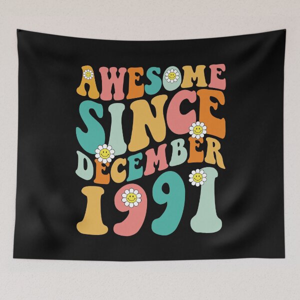 Item preview, Awesome Since December 1991 | Made In 1991 | Retro Groovy Birthday designed and sold by Christina-grich.