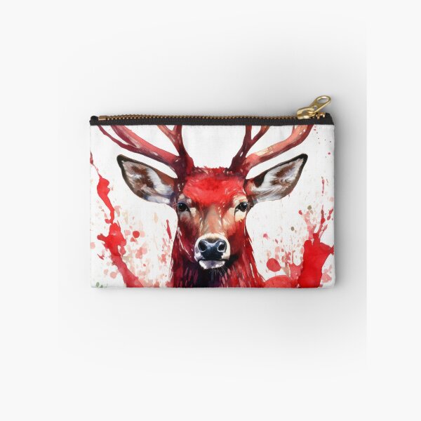 Item preview, Red deer with horns isolated in lake designed and sold by fotofeast.