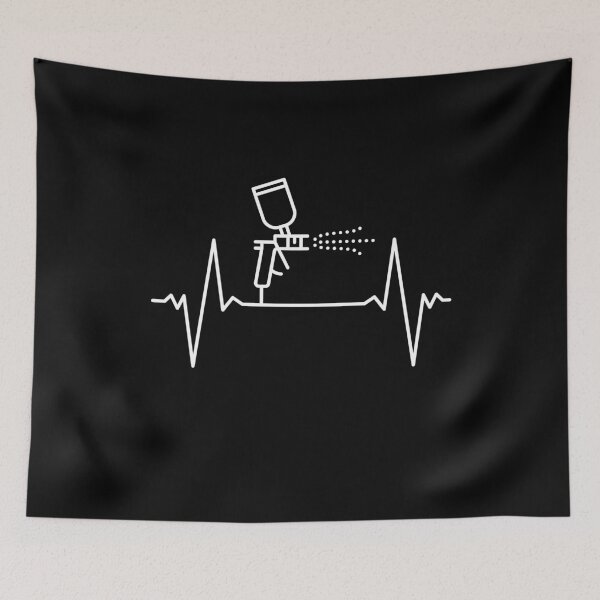 Item preview, Spray Gun Heartbeat EKG Pulse Line - Auto Body Painting outline design for Car painters designed and sold by venomousvector.