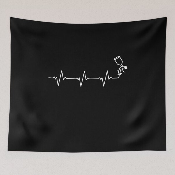 Item preview, Spray Gun Heartbeat ECG Pulse Line - Auto Body Painting outline design for Car painters designed and sold by venomousvector.