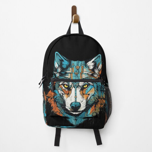 Item preview, Wolf in blue and orange colors designed and sold by Hisirdoux.