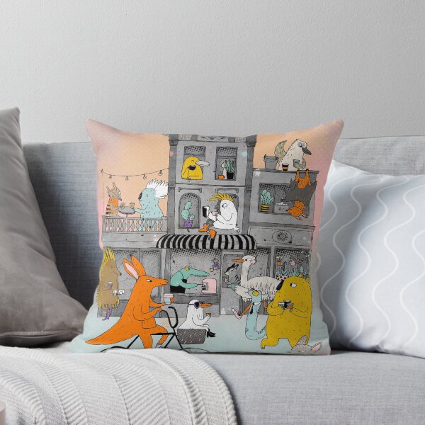 Coffee street Throw Pillow