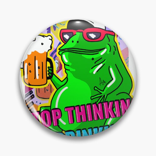 Artikelvorschau, Hör auf zu denken, trink weiter. Ein Frosch trinkt Bier entworfen und verkauft von Michalaart.