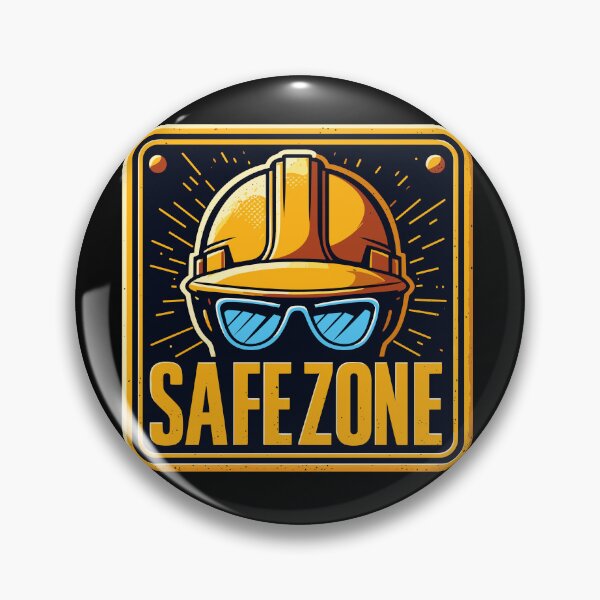 Item preview, Safe zone construction helmet and goggles sign designed and sold by TomFrontierArt.