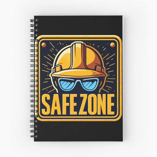 Item preview, Safe zone construction helmet and goggles sign designed and sold by TomFrontierArt.