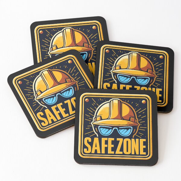 Item preview, Safe zone construction helmet and goggles sign designed and sold by TomFrontierArt.