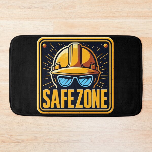 Item preview, Safe zone construction helmet and goggles sign designed and sold by TomFrontierArt.