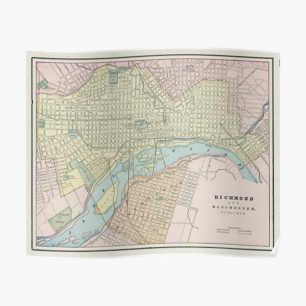 "Vintage Map of Richmond VA (1901)" Poster for Sale by BravuraMedia
