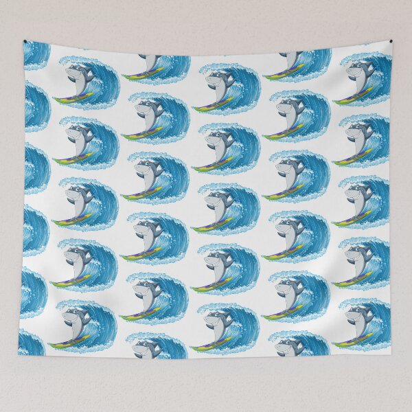 Item preview, shark surfing, cartoon shark surfing, cool shark surfing designed and sold by GreyStanzione1.