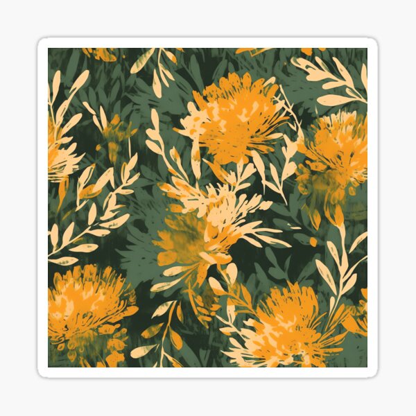 Enchanted Ferns - Golden Marigold Brushstroke Sticker