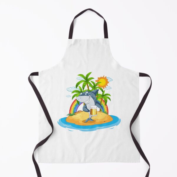 Item preview, shark holding beer on island, shark drinking beer on island, shark and beer on island designed and sold by GreyStanzione1.