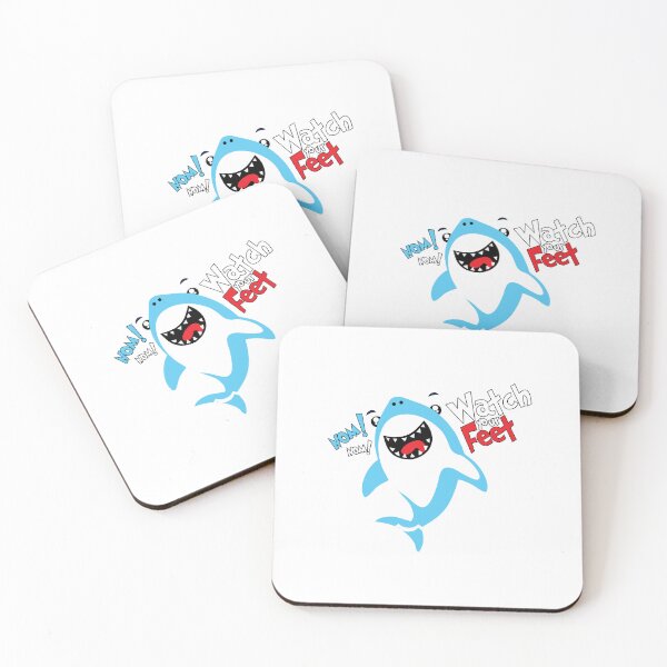 Item preview, Cute funny shark slogan, cartoon shark with slogan, watch your feet cute shark designed and sold by GreyStanzione1.