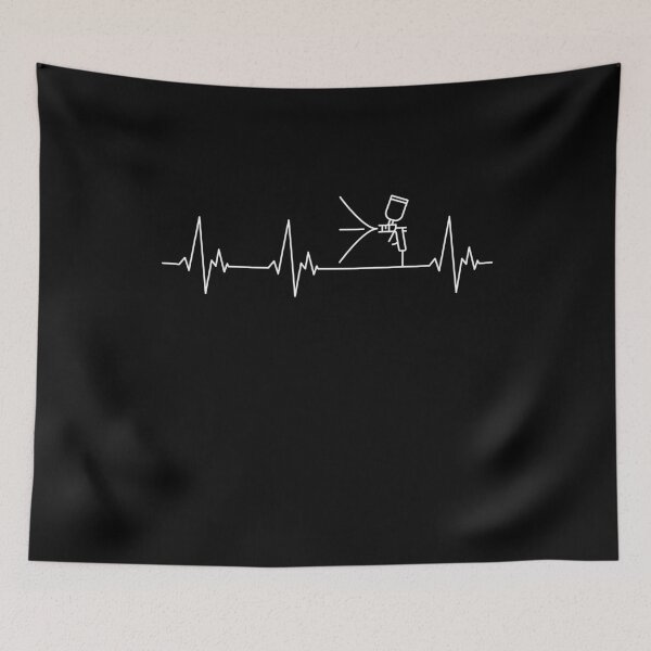 Item preview, Spray Gun Heartbeat - Auto Body Painting ECG Pulse Line outline design for Car painters designed and sold by venomousvector.