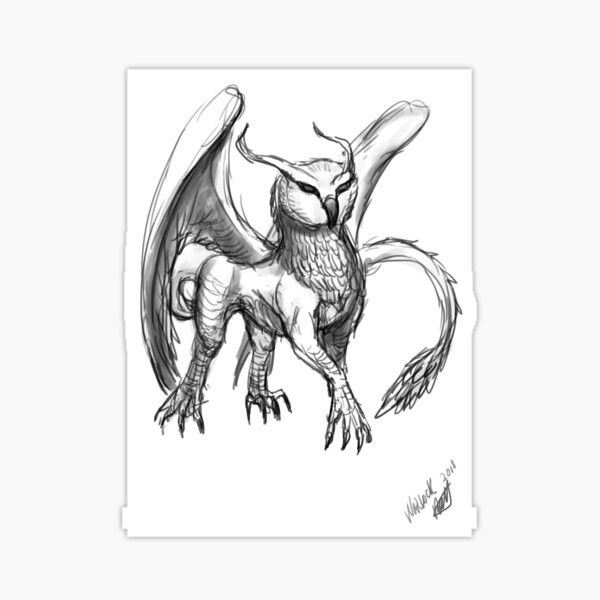 Owl Dragon Hybrid, transparent background Sticker