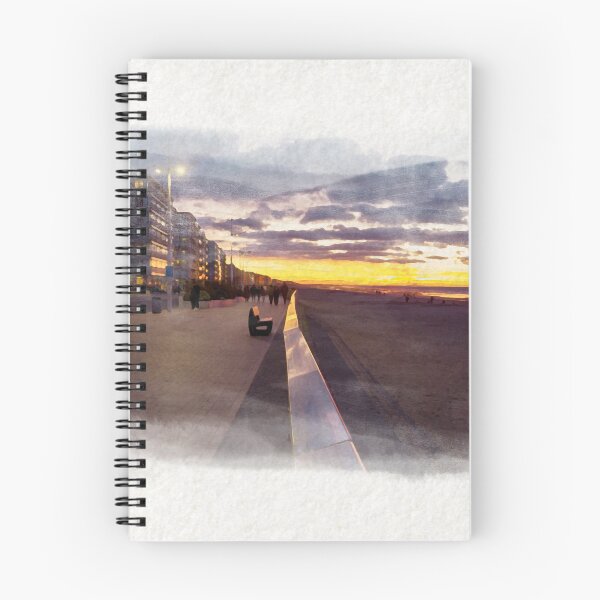 Item preview, Watercolor of empty beach in autumn at sunset designed and sold by FotoMahieu.