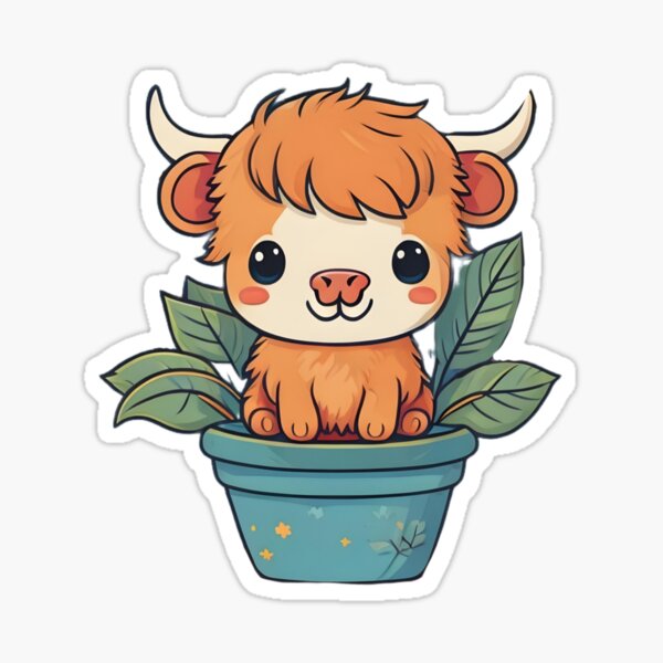 Cute Scottish Highland baby cow Sticker