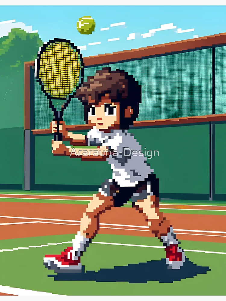 Pixel Art Tennis Player Sticker by Ararauna-Design
