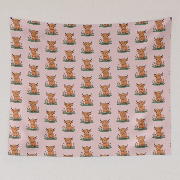 Item preview, Scottish Highland cow and flowers designed and sold by Nolan6.
