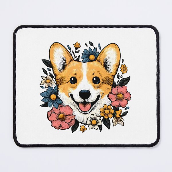 Item preview, Corgi dog in the flower garden designed and sold by ArisaHong.