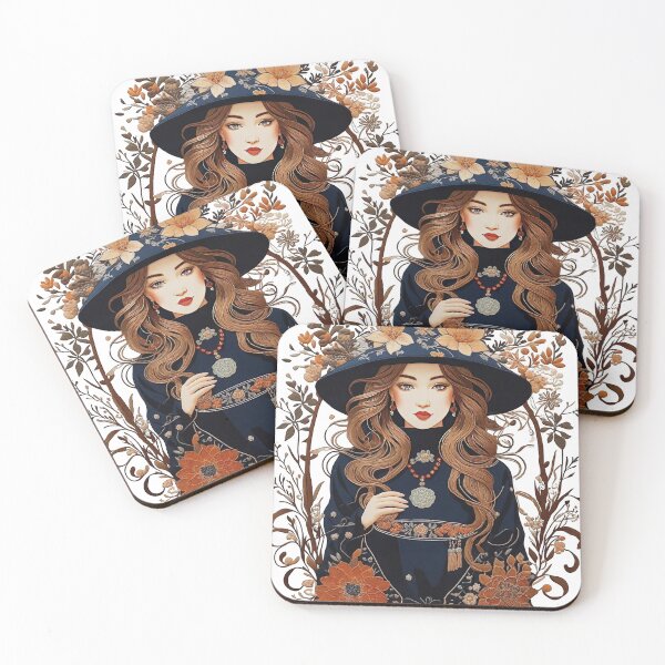 Item preview, Embroidered art featuring a witch and her favorite drink. designed and sold by Natcharee.