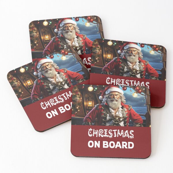 Item preview, Christmas on board. Pirate Santa on his decorated ship. designed and sold by twisted-dot.