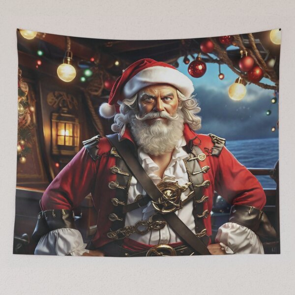 Item preview, Christmas on board. Pirate Santa on his decorated ship. designed and sold by twisted-dot.