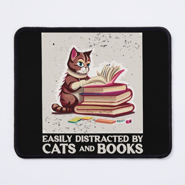 Item preview, Funny Booklover Easily Distracted by Cats and Books designed and sold by ambaart.