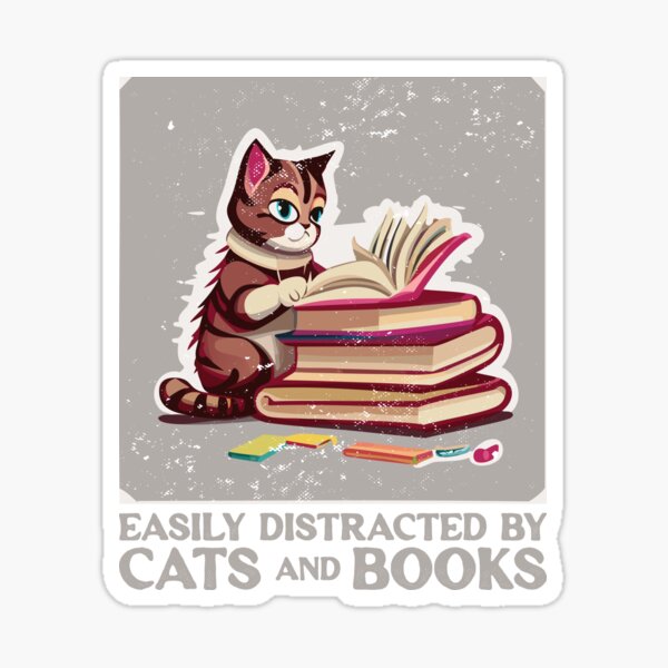 Artikel-Vorschau von Lustiger Bücherliebhaber, der sich leicht von Katzen und Büchern ablenken lässt, designt und verkauft von ambaart.