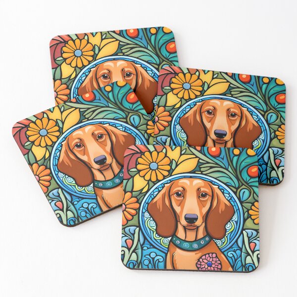Artikelvorschau, Dackel-Wurst-Hund psychedelischer Jugendstil entworfen und verkauft von typogracat.