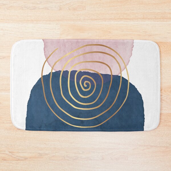 Item preview, Blue and pink watercolor shapes and golden swirl designed and sold by AnnaHolyph.
