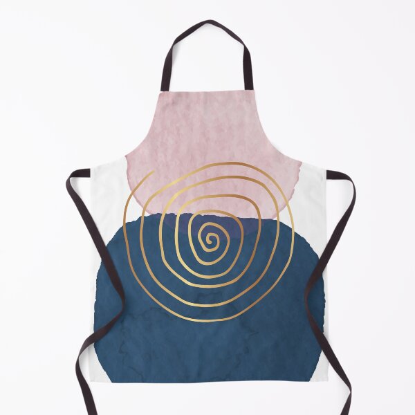 Item preview, Blue and pink watercolor shapes and golden swirl designed and sold by AnnaHolyph.