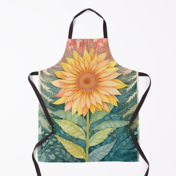 Item preview, An Autumn Watercolour Sunflower with Forest Fern Leaves designed and sold by AgathaZolastore.