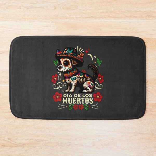 Item preview, text 'Dia de los muertos' with cute dog wearing a hat designed and sold by shirtsmugslife.
