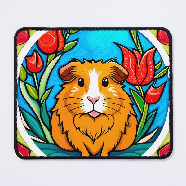 Item preview, Guinea Pig Art Nouveau with Tulips designed and sold by typogracat.