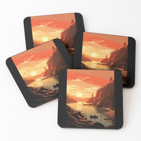 Item preview, Couple Rowing Boat Watching The Sunset On The River designed and sold by Michealfashion.