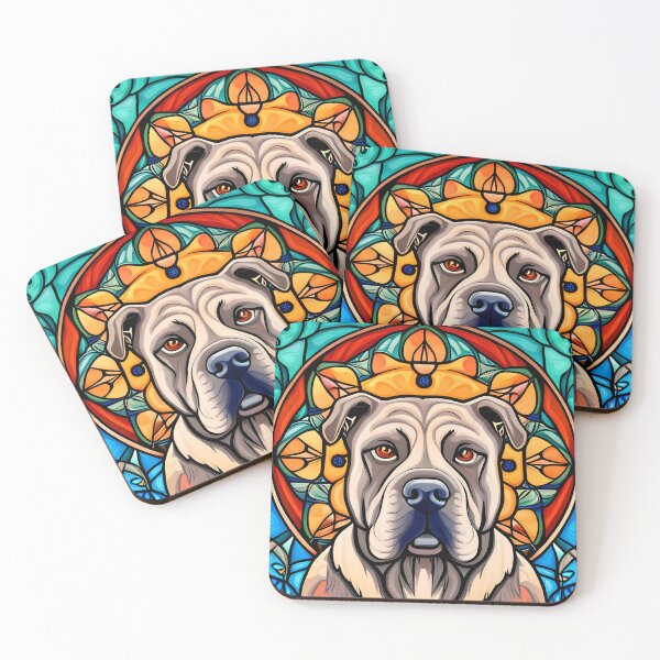 Artikelvorschau, Cane Corso Buntglas Jugendstil entworfen und verkauft von typogracat.