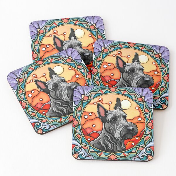 Item preview, Scottish Terrier Scottie Dog Stained Glass Art Nouveau designed and sold by typogracat.