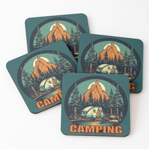 Item preview, camping on the mountains, vector illustration of camping on holiday designed and sold by Aonsnoopy.