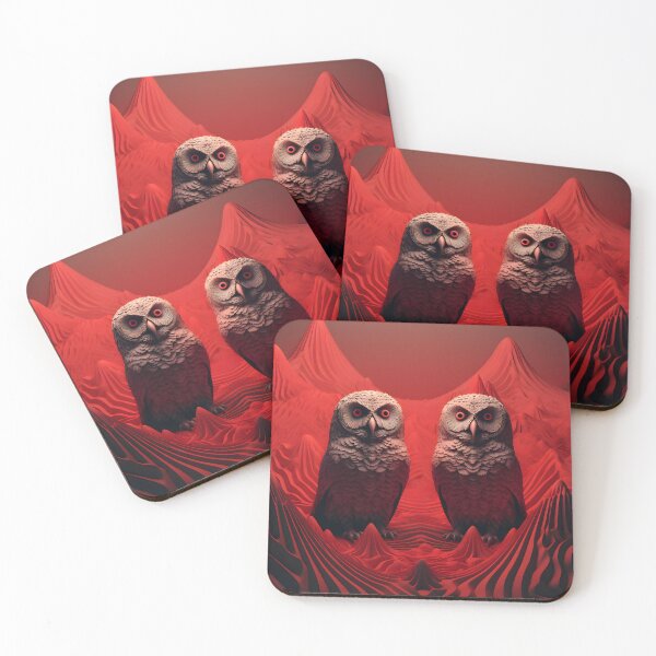 Item preview, Owls couple red surrealistic designed and sold by AngelinaBezm.