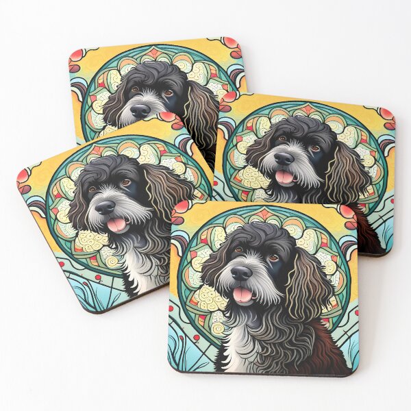 Artikelvorschau, Portugiesischer Wasserhund psychedelischer Jugendstil entworfen und verkauft von typogracat.